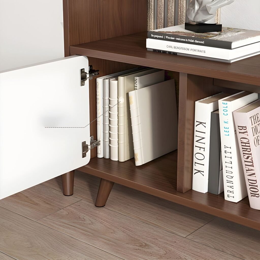 1200x12008 64 3-Drawer Modern Wood TV Stand with Open Storage and Cable Management