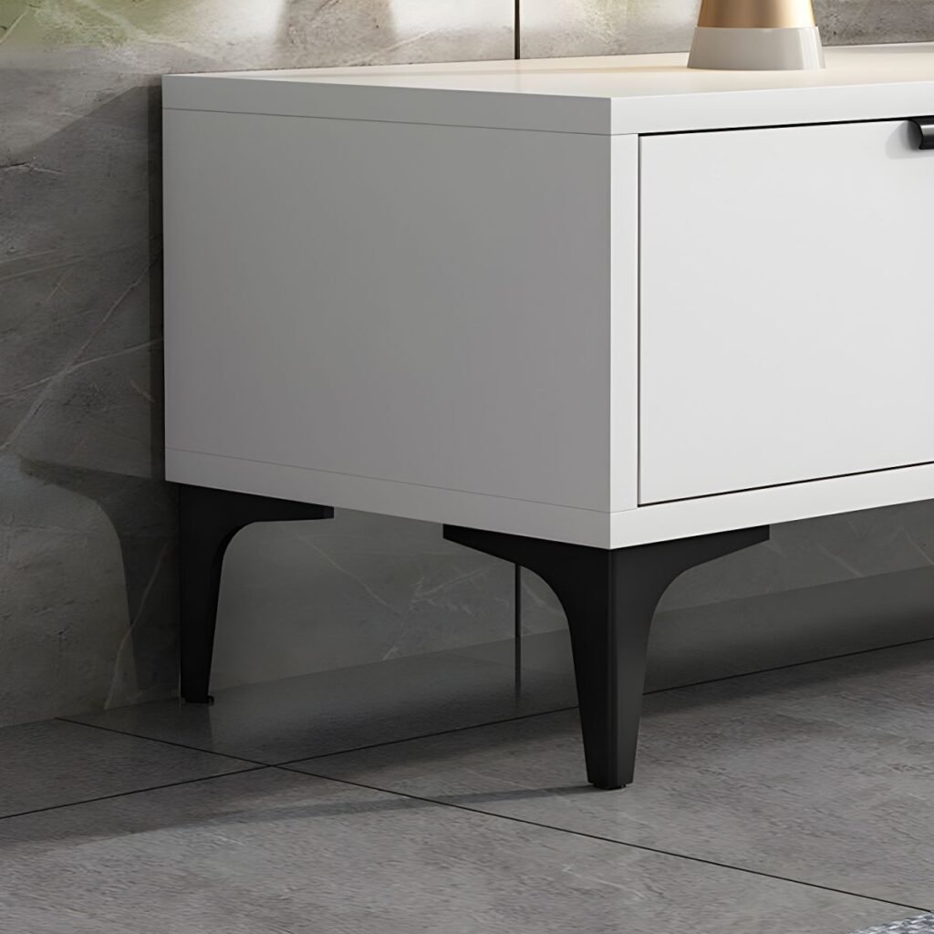 1200x12008 67 Grey White Small TV Console with Open Shelf, 47 inch Modern Two-Tone Media Stand for Cozy Living Spaces