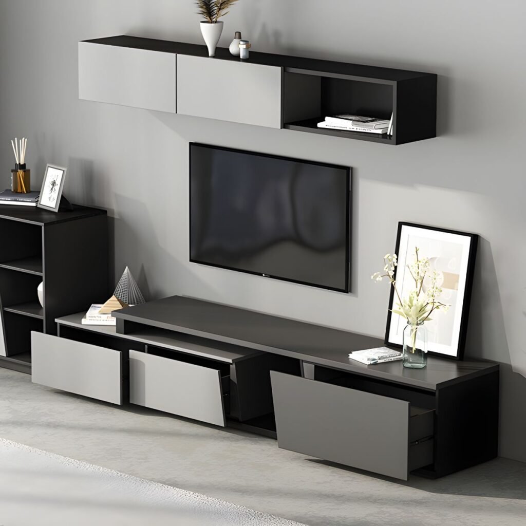1200x12008 71 Extra Long Two Tone TV Stand with 4 Drawers, Stunning 114 inch Modern Media Console for Spacious Living Rooms