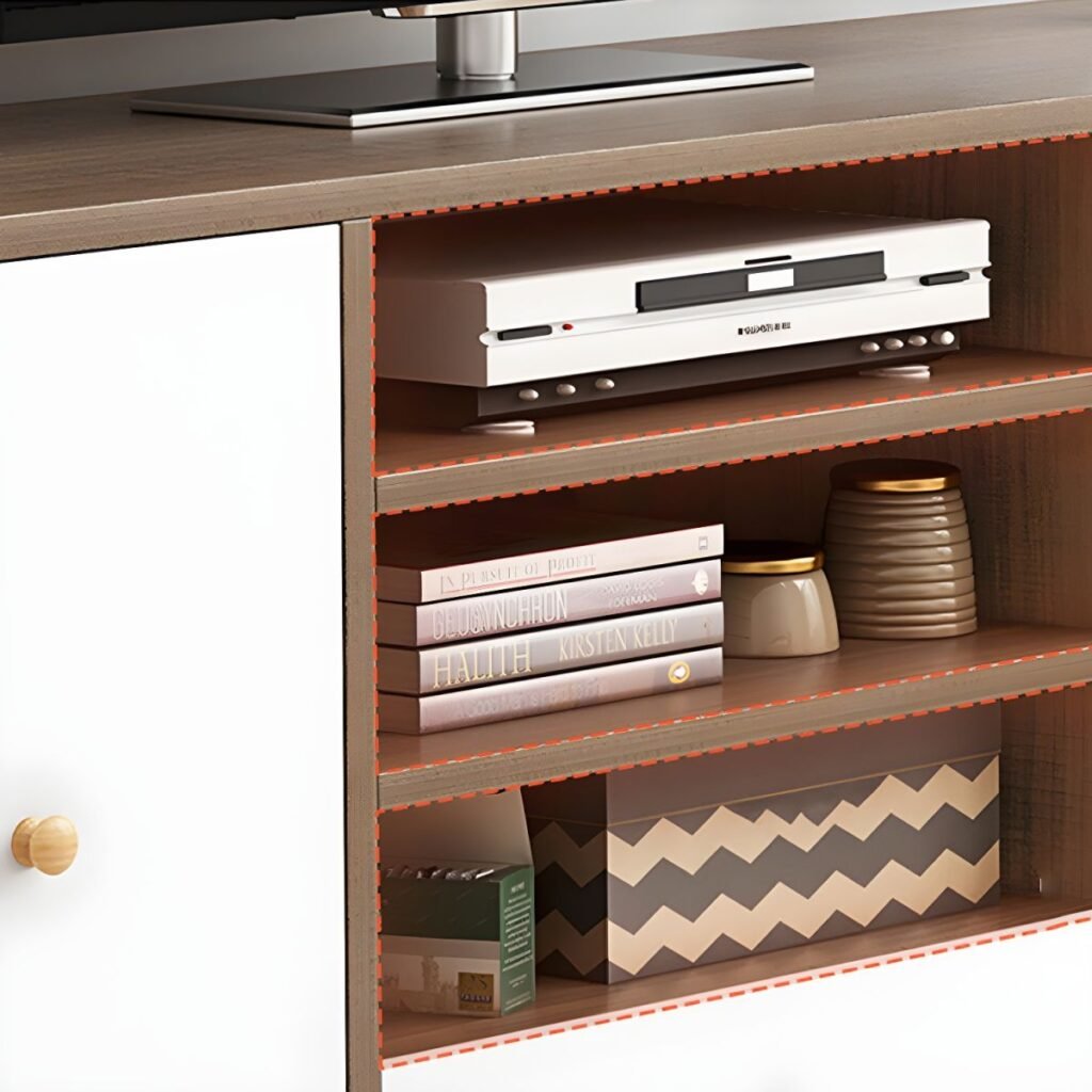 1200x12008 82 Natural Wood Media Console with 2 Drawers, Charming 47 inch Mid-Century Entertainment Base for Cozy Living
