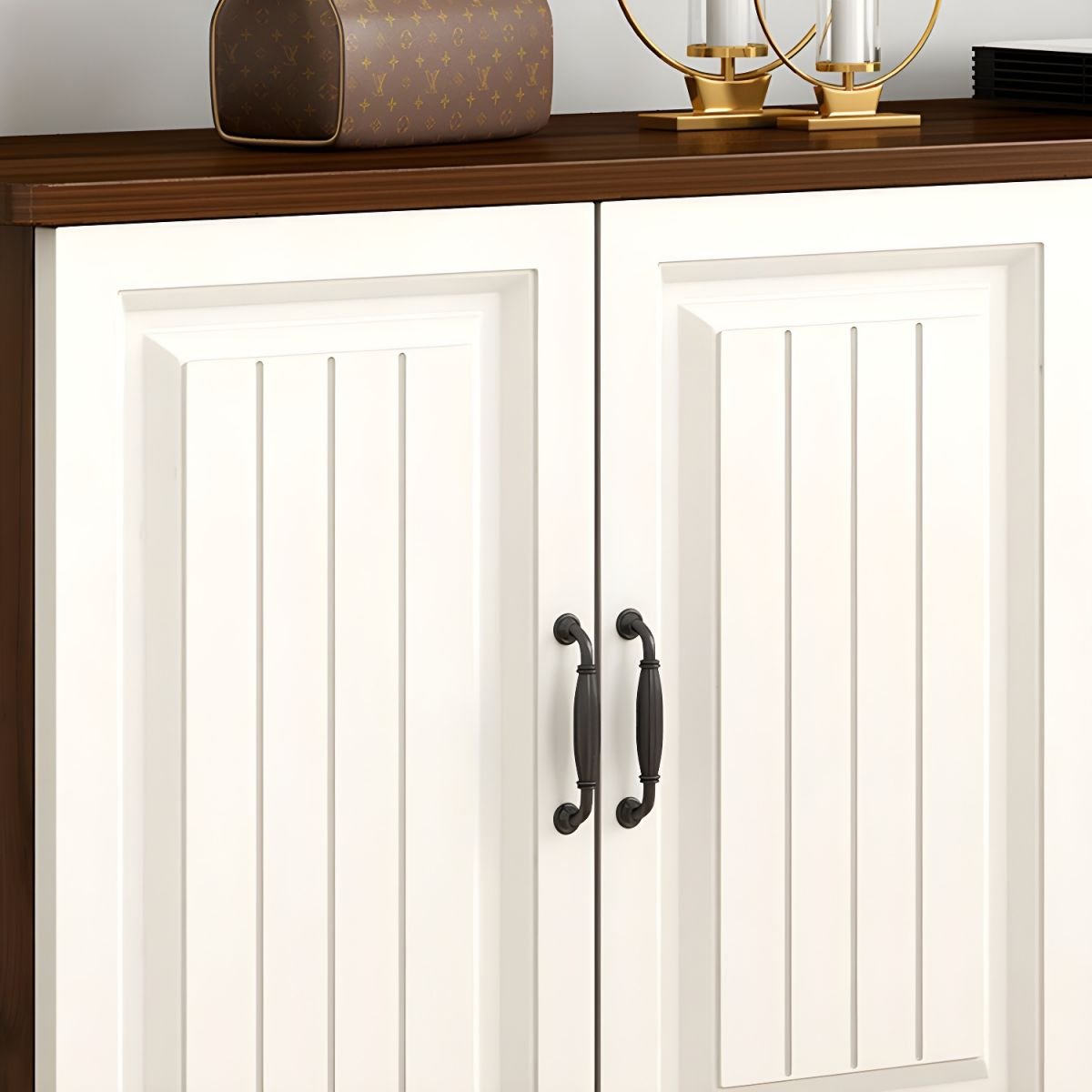 Simplistic Lumber TV Stand with Shelf, 2 Drawers, and 4 Cabinets Featuring Accessible Storage - Image 8