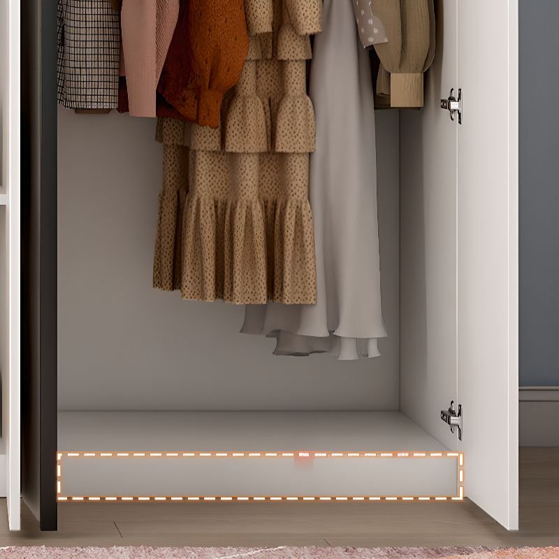 Chalk Modern Simple Style Composite Wood Wardrobe Closet with Soft Close Door, Interior Shelves, and Clothing Rod - Image 11