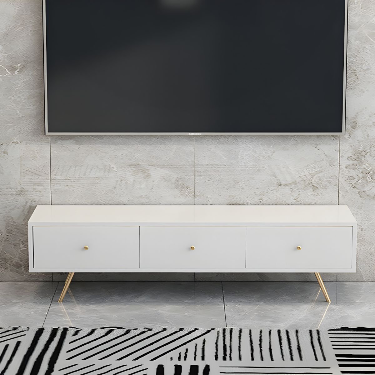 Contemporary Solid+Manufactured Wood TV Stand with 4 Drawers, Closet, and Cable Management - Image 10