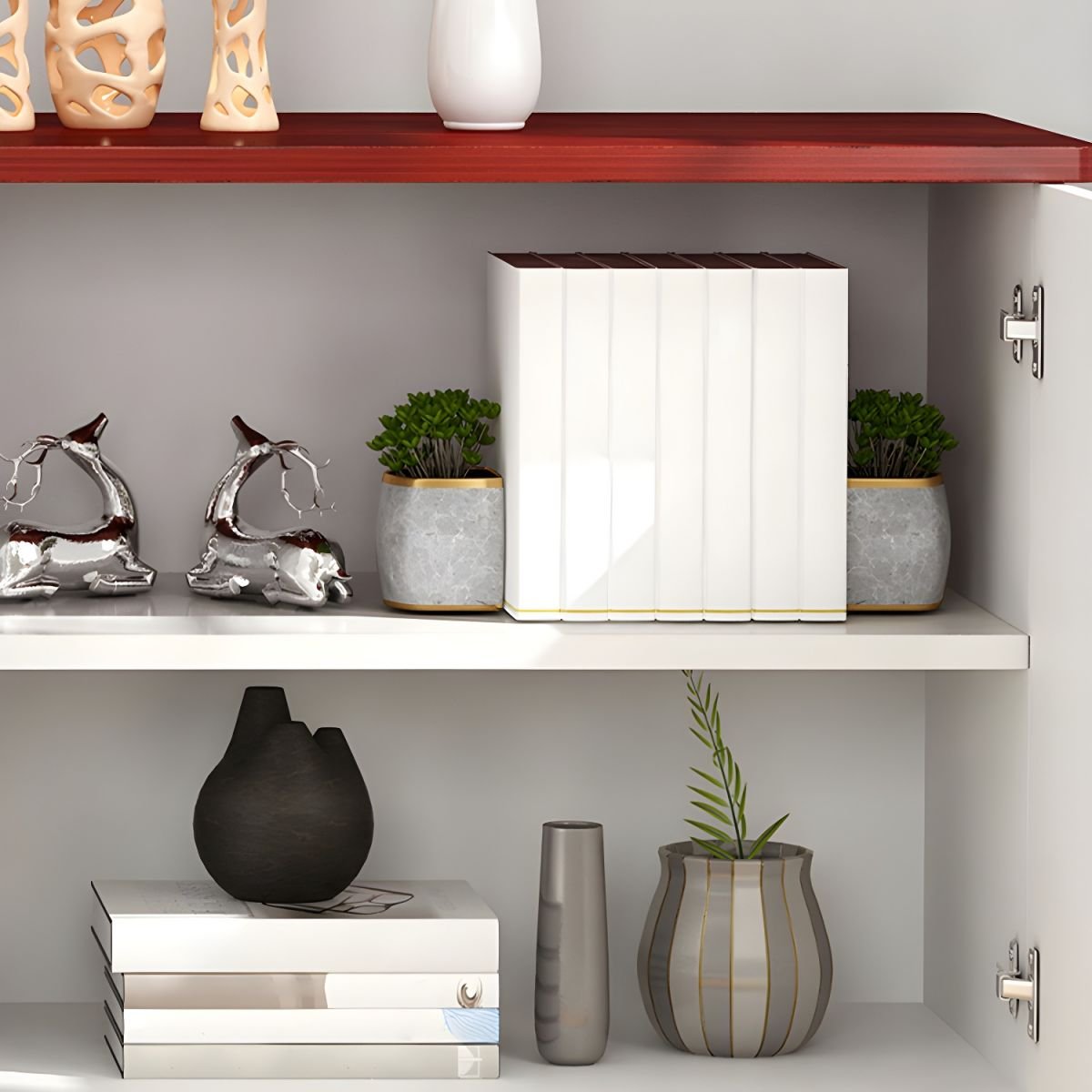 Simplistic Lumber TV Stand with Shelf, 2 Drawers, and 4 Cabinets Featuring Accessible Storage - Image 9