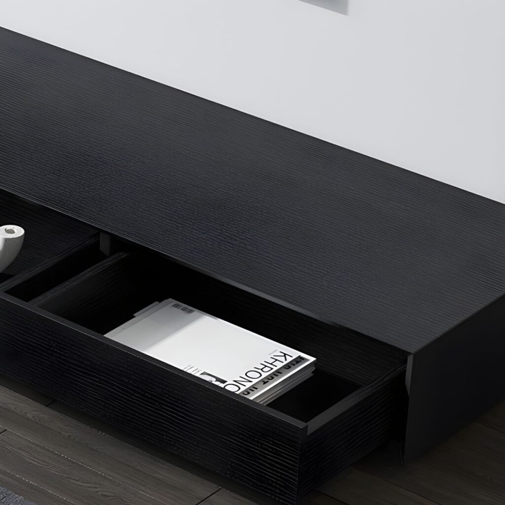 1200x12009 54 Low Profile Black Wood Console | Sleek Stand
