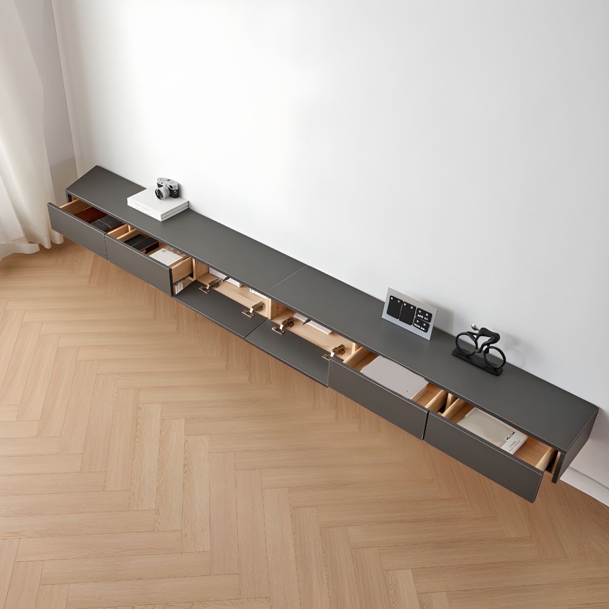 Luxury Wall-mounted TV Cabinet Sintered Stone Enclosed TV Storage - Image 4