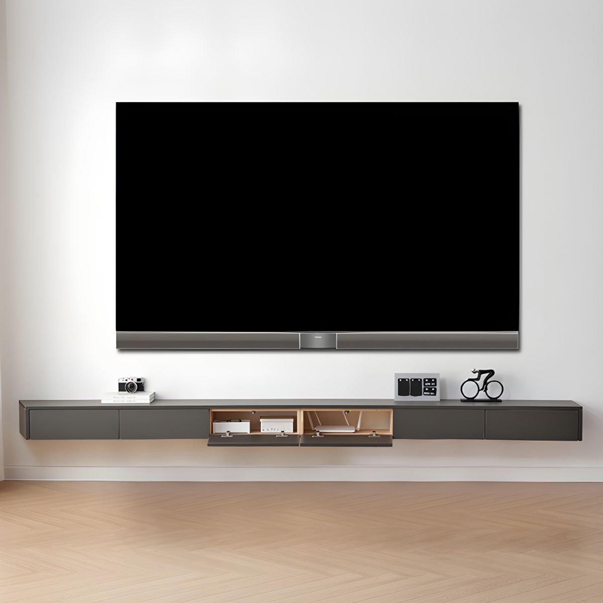 Luxury Wall-mounted TV Cabinet Sintered Stone Enclosed TV Storage - Image 3