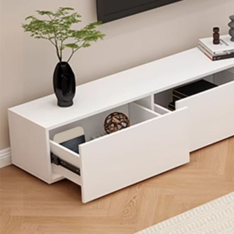 Simple White Lumber TV Stand with Cable Management & 3 Drawers/4 Drawers/6-Drawer - Image 4