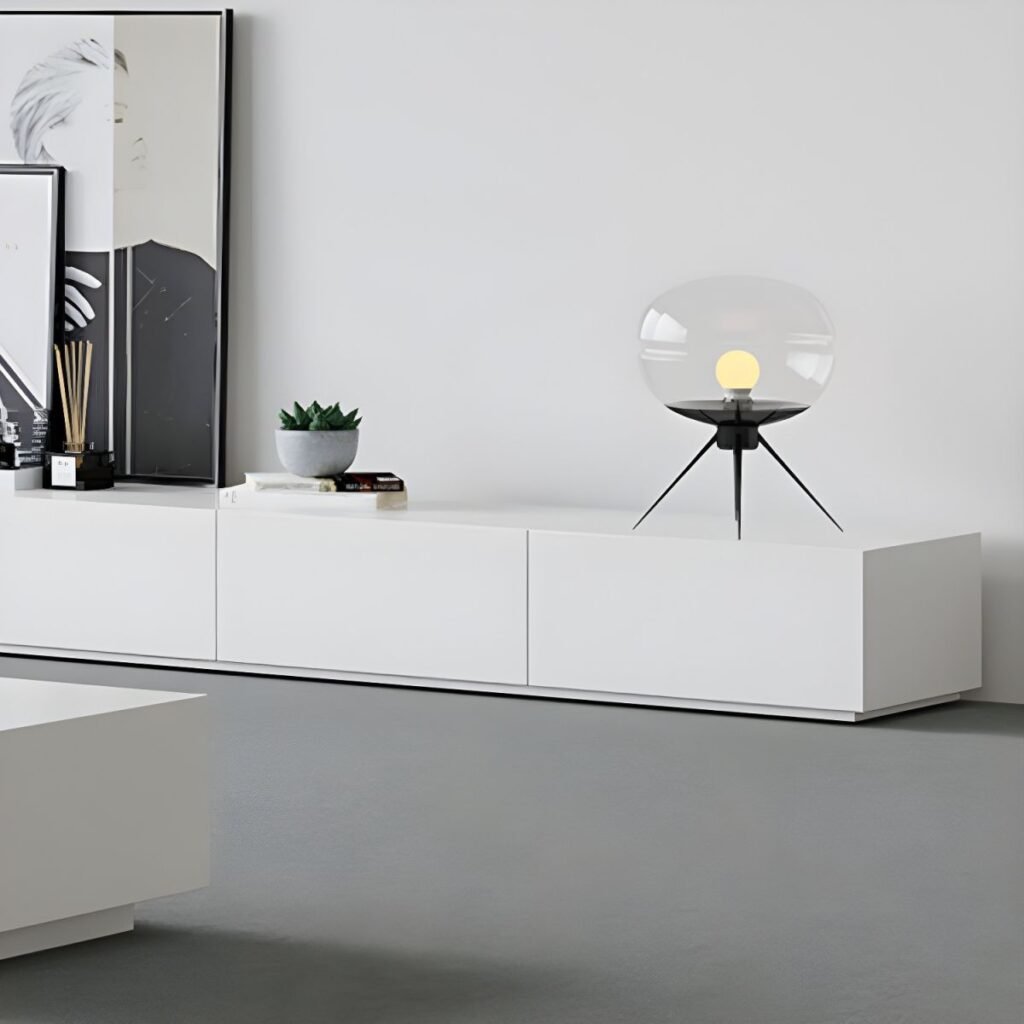 1200x12006 10 Refined Minimalist White TV Console with 3 Storage Drawers, 79 inch Elegant Floor Media Stand for Modern Homes