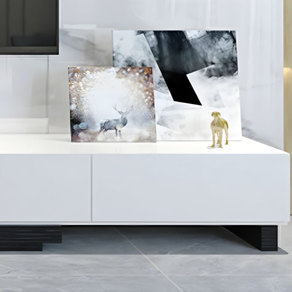 1200x12006 12 Versatile Expandable Grey White TV Stand with 3 Seamless Drawers, 147 inch Extra Wide Modern Media Console for Grand Living Rooms