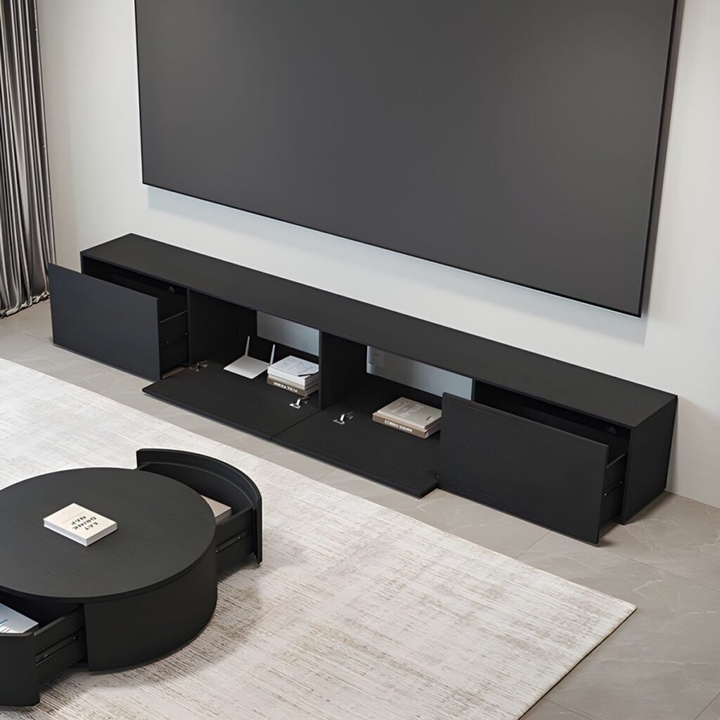 1200x12006 13 Black Oak Texture TV Console | Stunning 71" Unit