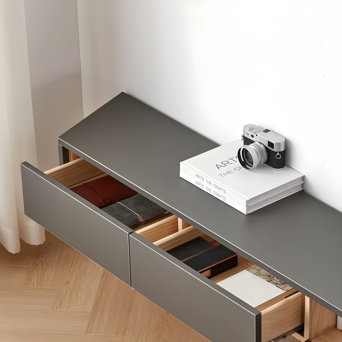 Luxury Wall-mounted TV Cabinet Sintered Stone Enclosed TV Storage - Image 5