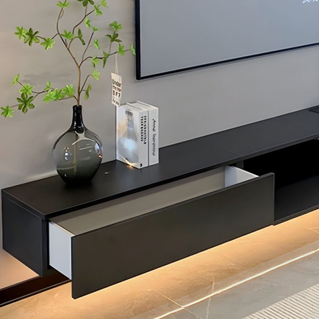 1200x12006 4 Sophisticated Grey White Modern TV Stand with Gas Strut Storage, 79 inch Large Media Console for Upscale Living Spaces