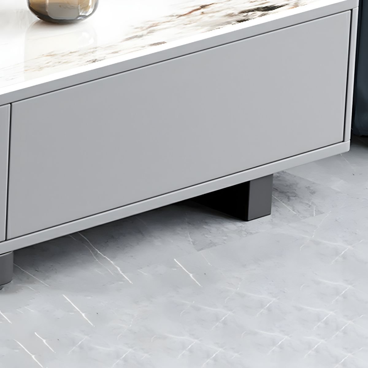 3 Drawers Simplistic Stone TV Stand in Gray - Image 5