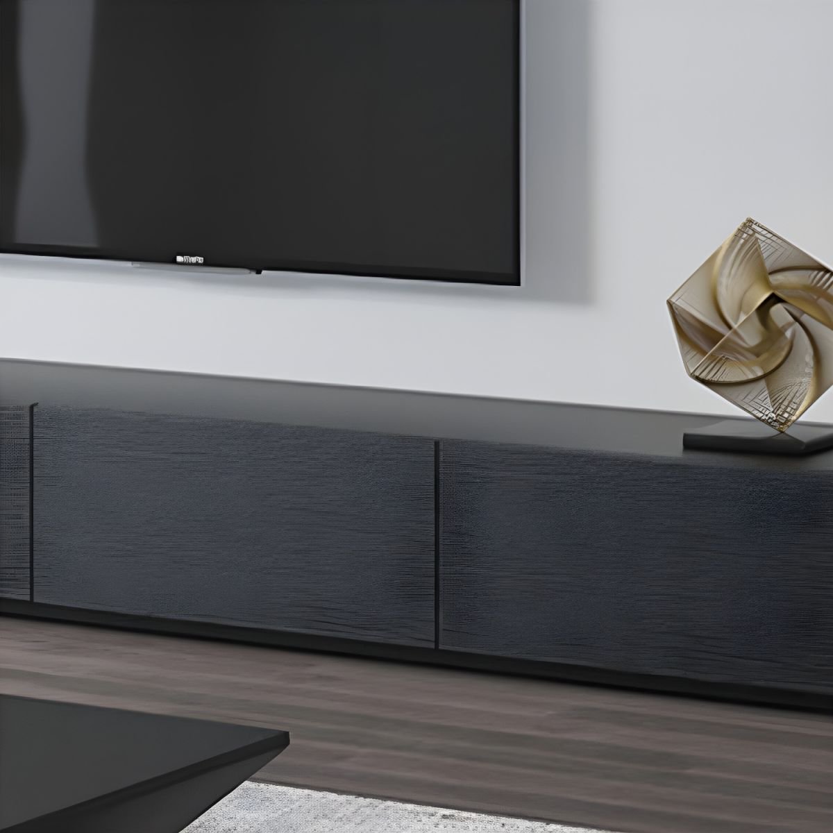 Modern TV Stand with Drawers and Soft Close Glides - Low Height, Wood Material - Image 4
