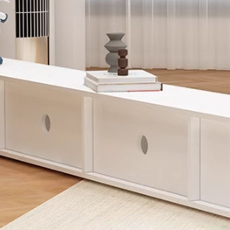 Simple White Lumber TV Stand with Cable Management & 3 Drawers/4 Drawers/6-Drawer - Image 6