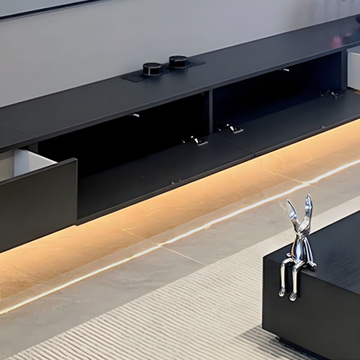 Ink Modern Simple Style Wood TV Stand with Shelf, 4 Drawers, Cupboard, and Cable Management - Image 4