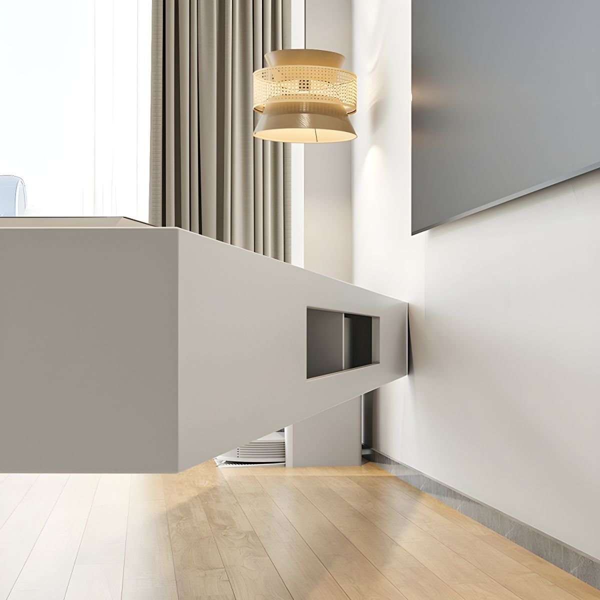 Beige Wood Veneer TV Stand with Shelf, 2 /3 /4 Drawers, Cabinet, Cable Management, and Door - Image 6