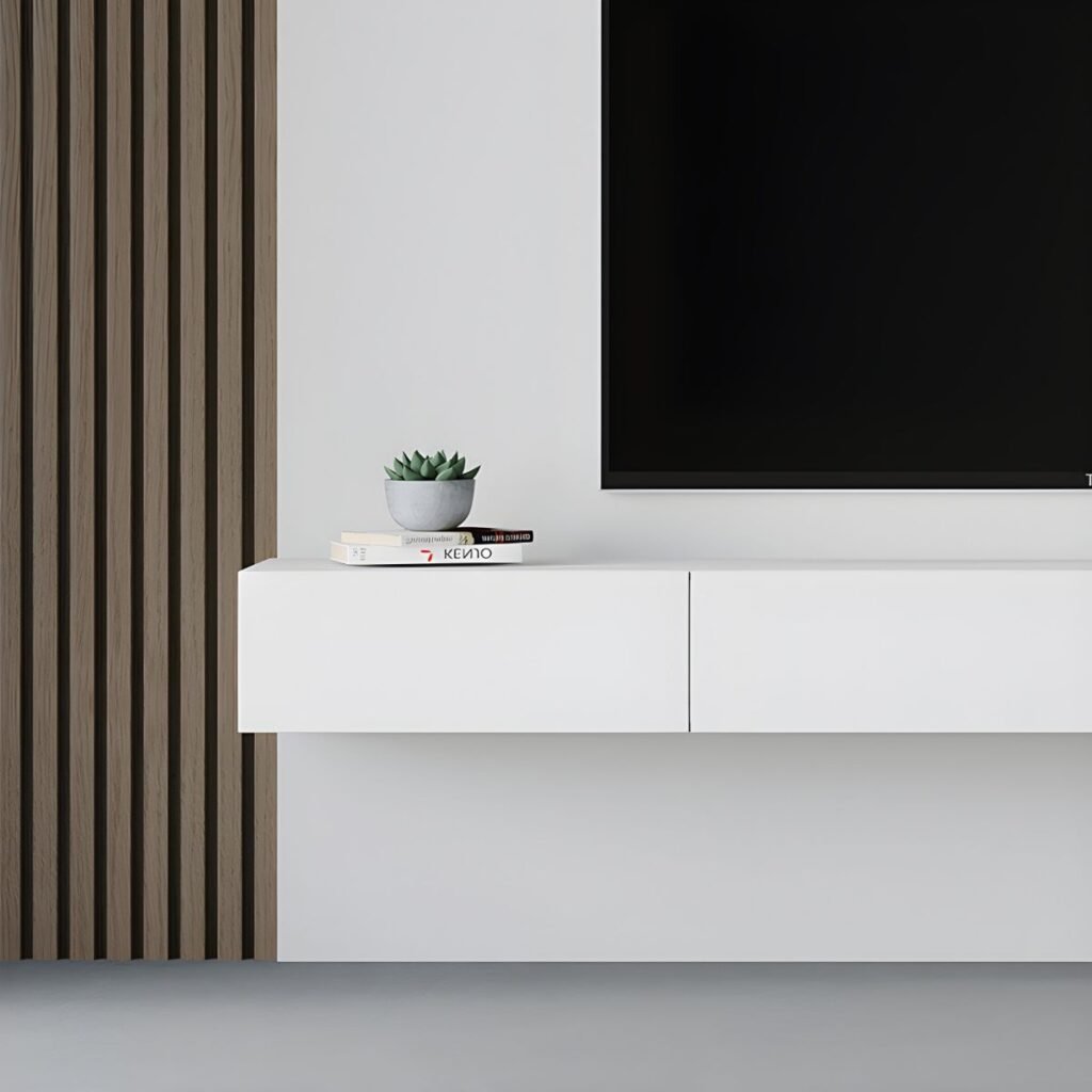 1200x12007 9 Modern White Floating TV Stand with 3 Storage Drawers, 71 inch Elegant Wall Mounted Media Console for Chic Living Room