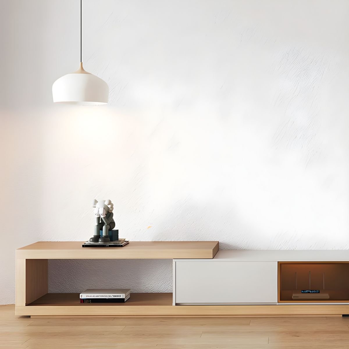 Modern Simple Style Wooden TV Stand with Shelf, 2 Drawers, and Open-air Storage - Image 3