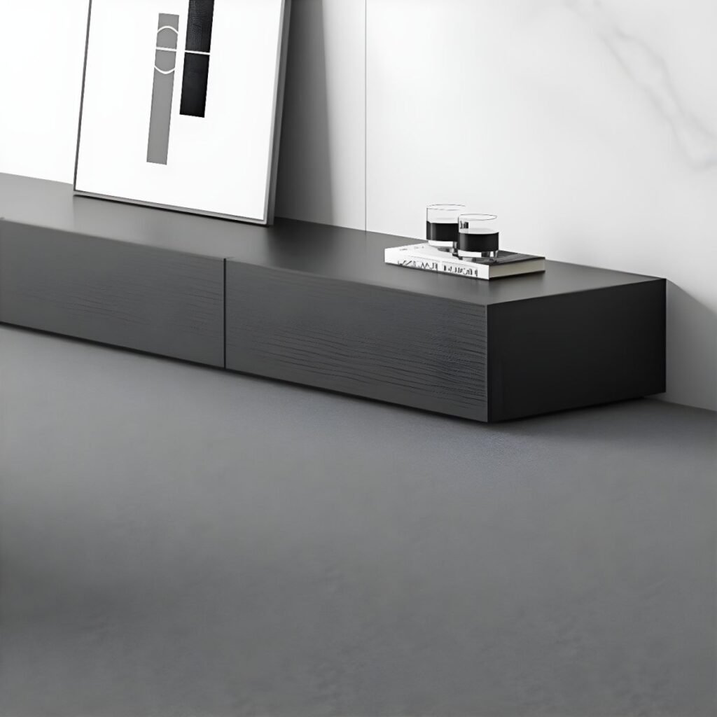 1200x12009 15 Matte Black Grain TV Stand | Divine 71" Base