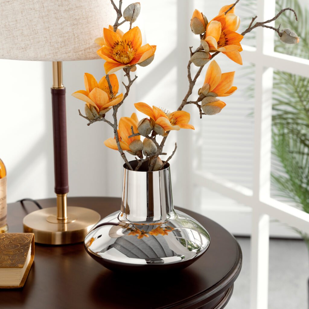 20 5 1 Apexerahomelife Majestic Stainless Steel UFO Vase Mirror Polished Floral Artware