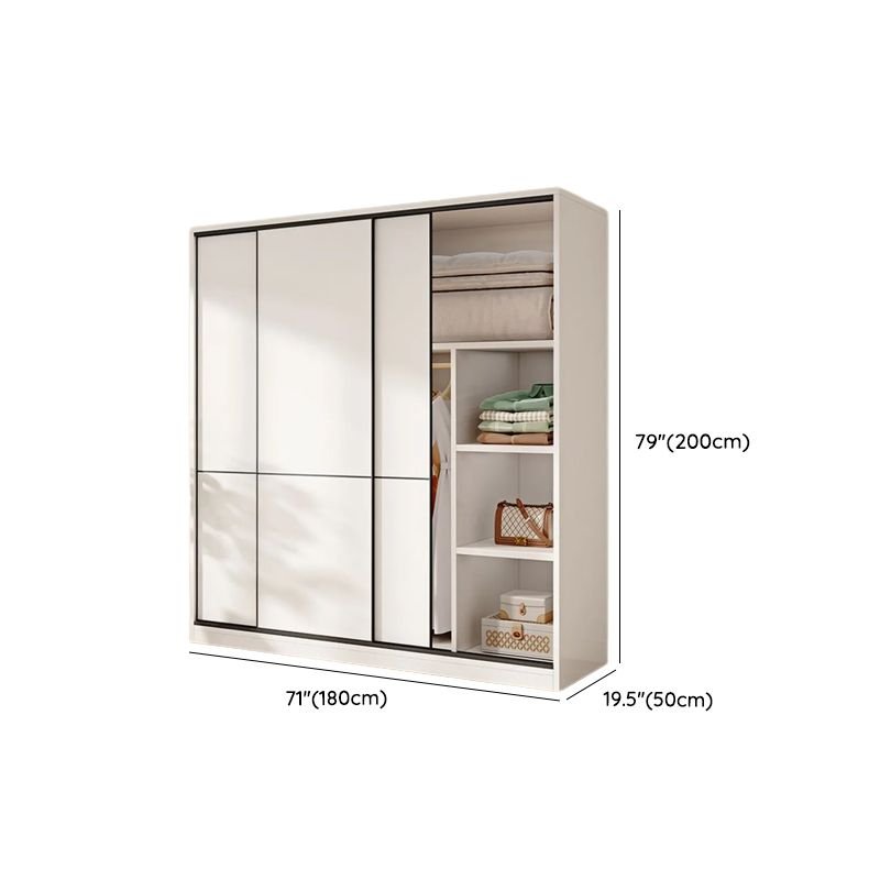 Interior organization of a Sustainable E0 Wood Closet showing adjustable shelving, high-capacity hanging zones, and premium modular board construction.