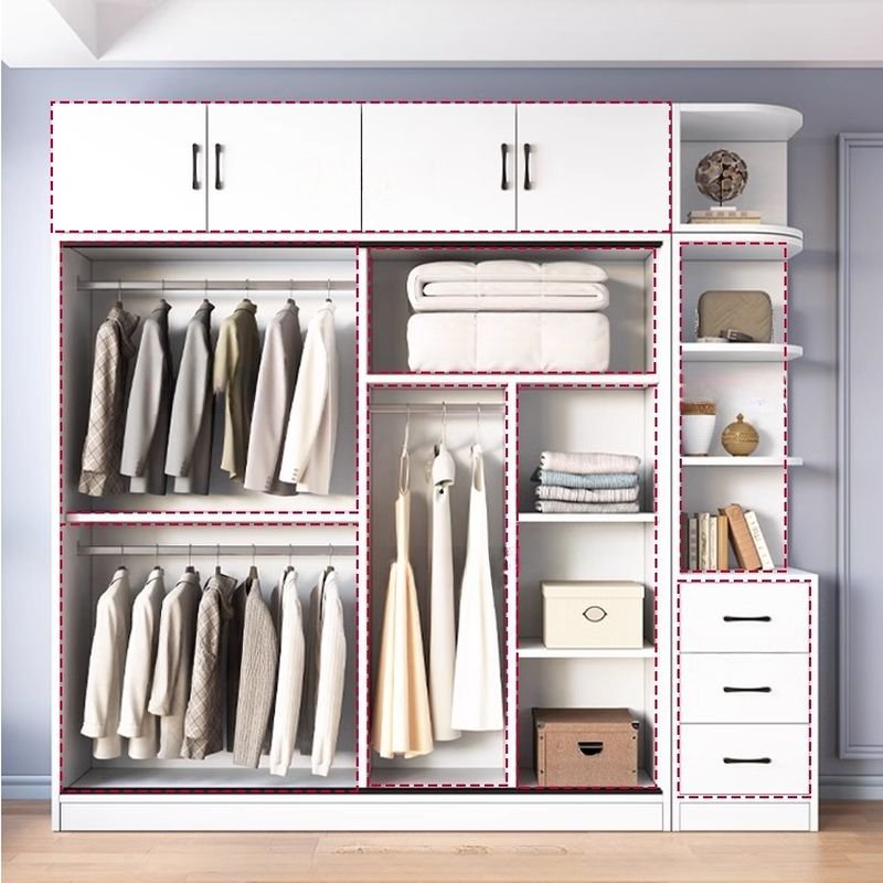 Internal organization of a Modern Integrated Closet System showing adjustable shelves and smooth sliding tracks for a Luxury Space-