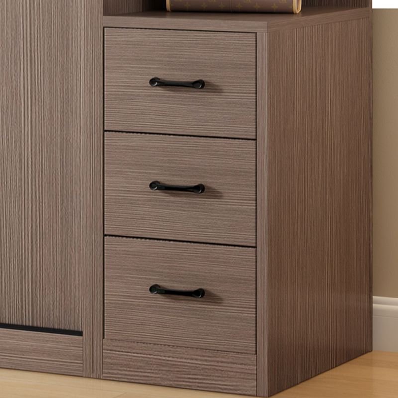 Detailed view of an integrated side cabinet closet with high-quality pull handles and soft-close buffer drawers by Apexerahomelife.