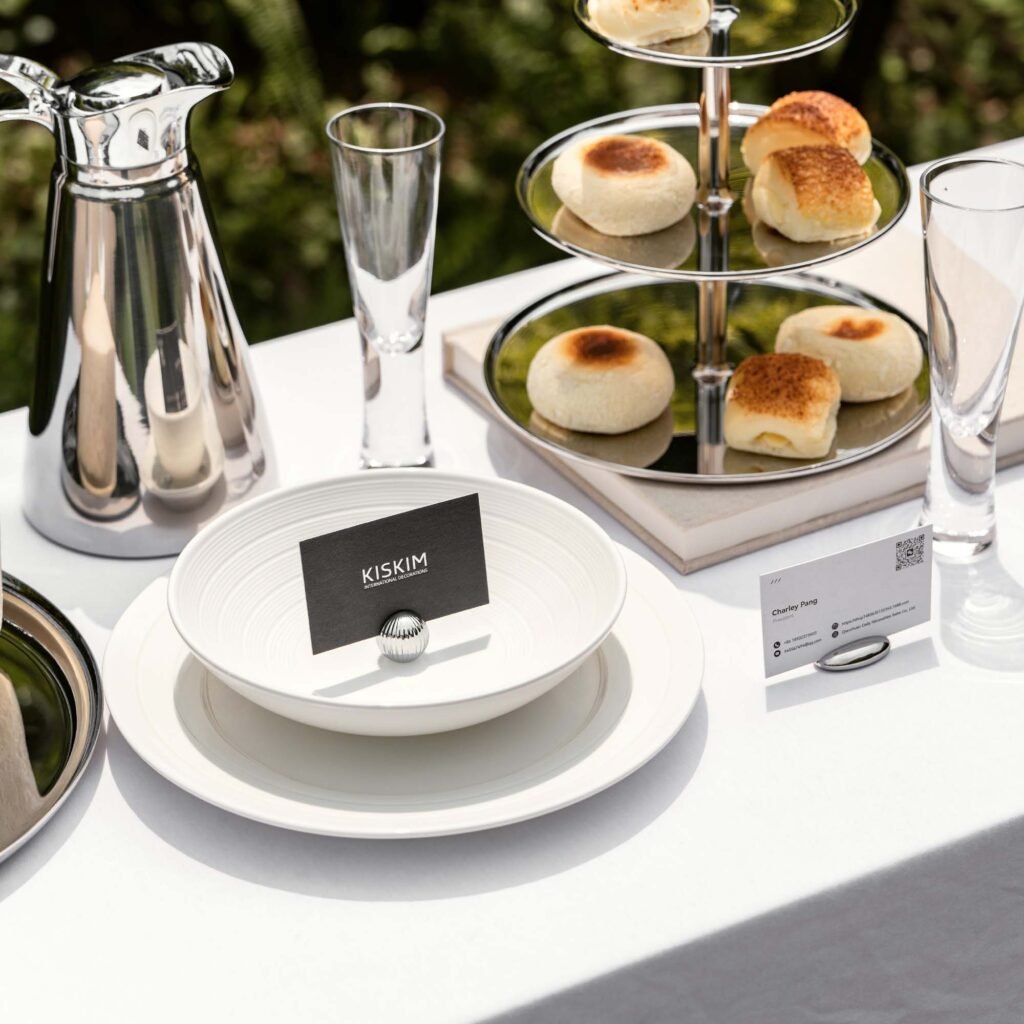 Steel Sphere Card Holder (SS-103) featuring a solid mirror-polished sphere with a precision card slit, showcased as a Luxury Mirror Polished Card Stand.