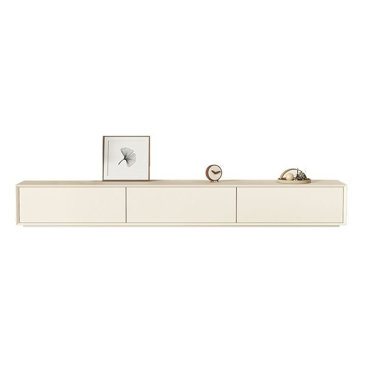 Sleek Minimalist TV Console in a serene white bedroom.