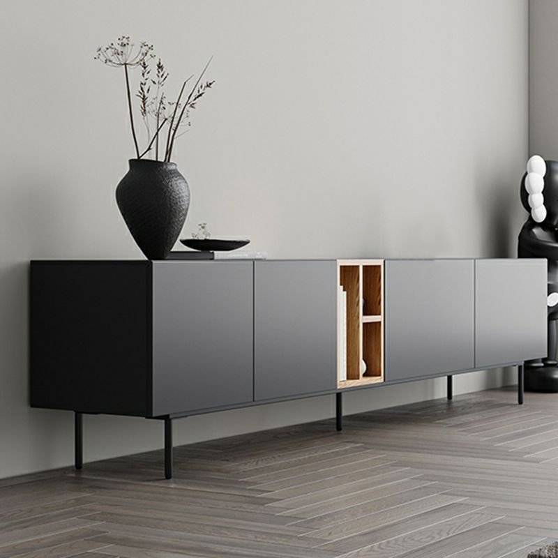 Sleek Khaki Media Console in urban grey in a modern flat.