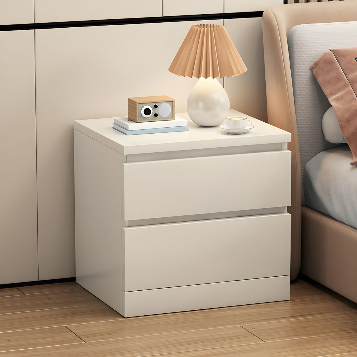 Seamless Matte Bedside Cube in white finish.