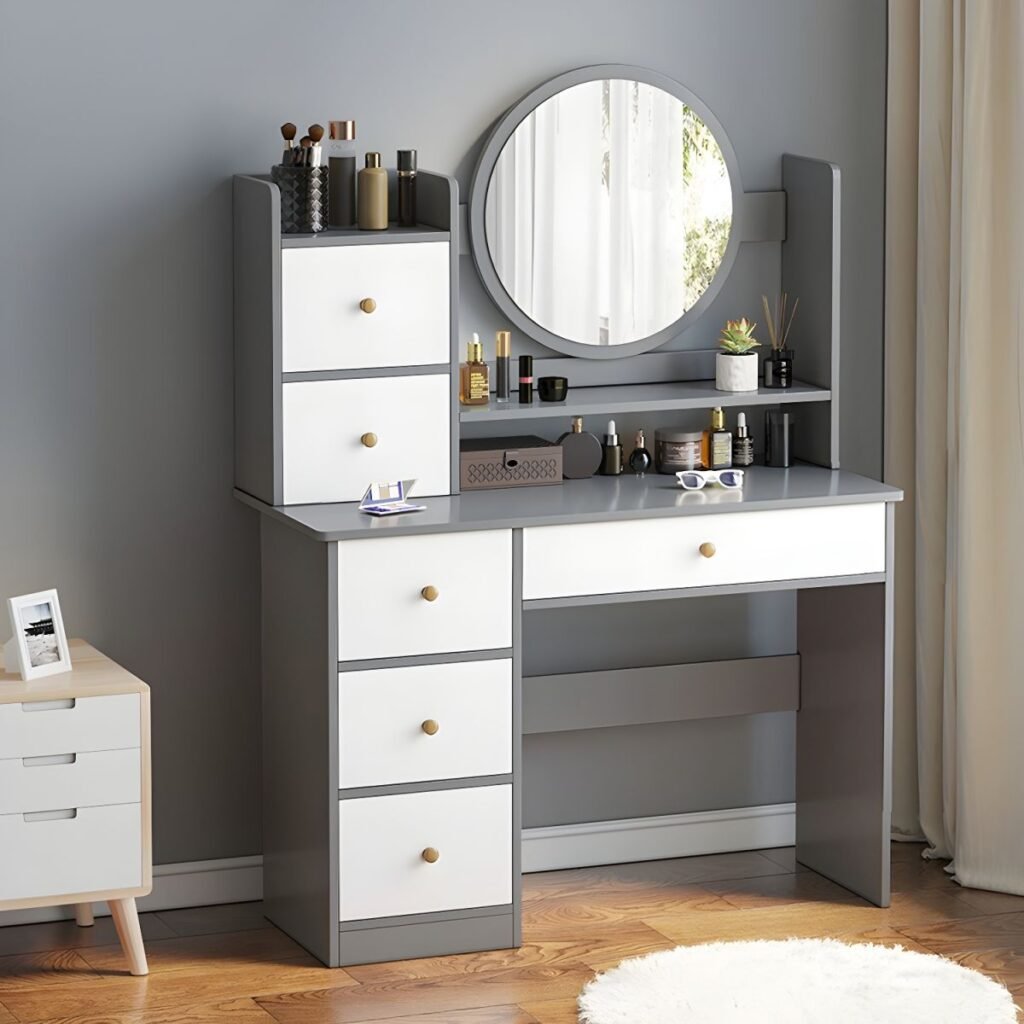 Two Tone Grey Vanity Set white and grey