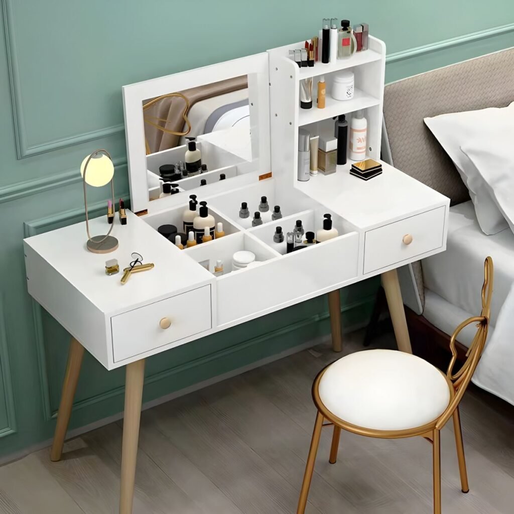 White Minimalist Vanity Desk 100cm