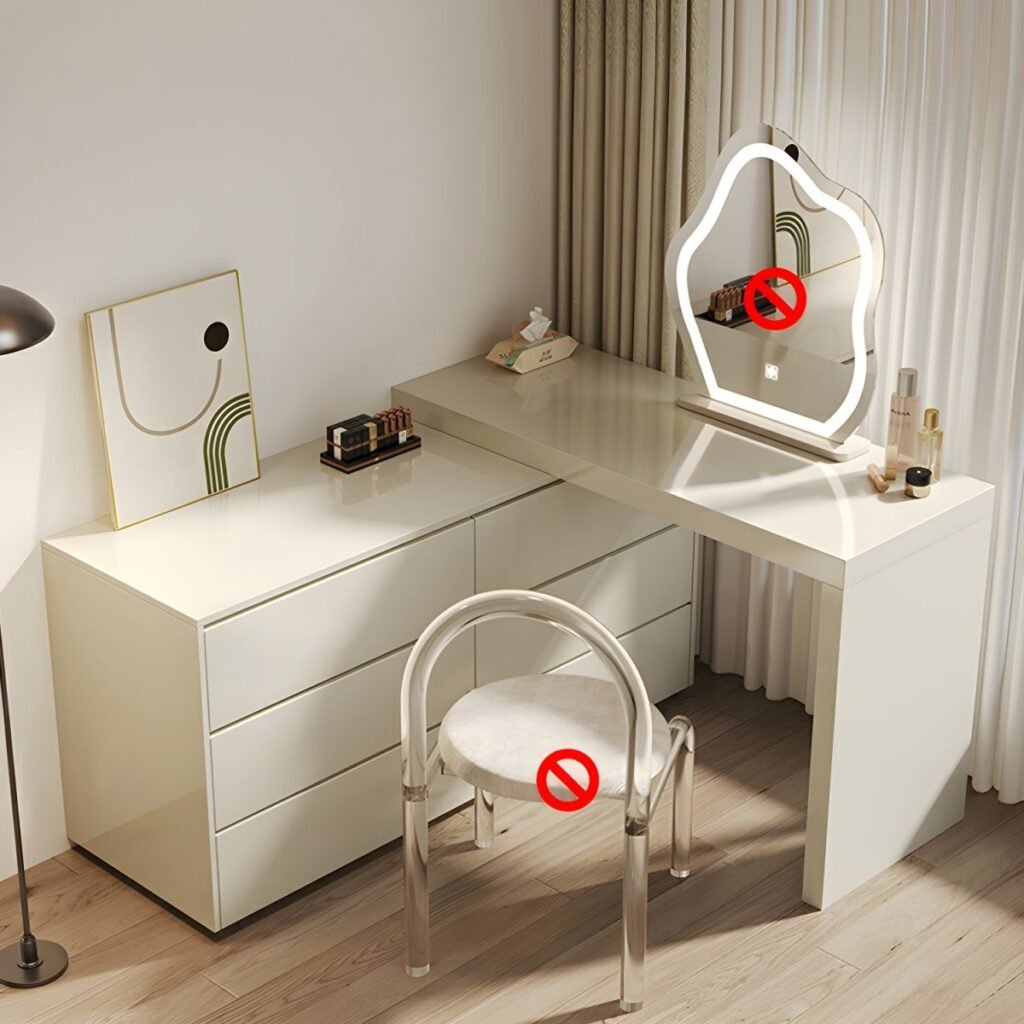 Sleek Extendable Vanity Desk cream table