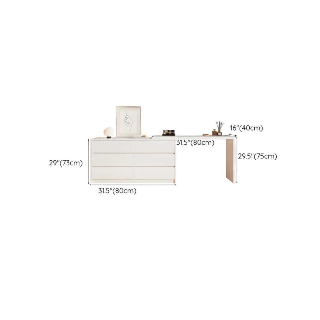Dimensions of White Vanity with Drawers