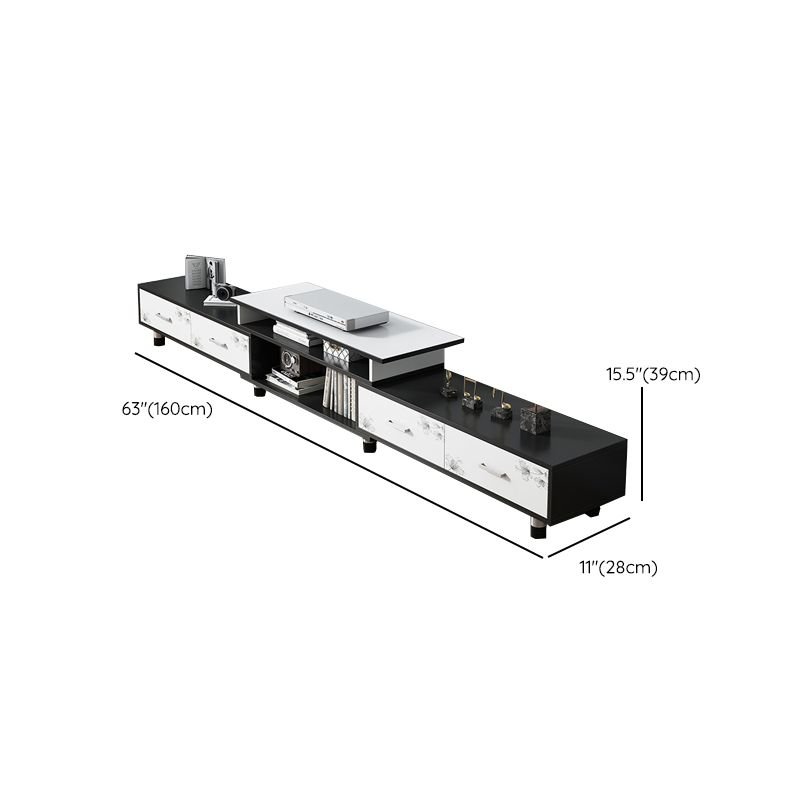 Sleek 4 Drawer Media Base with silent buffer slides.