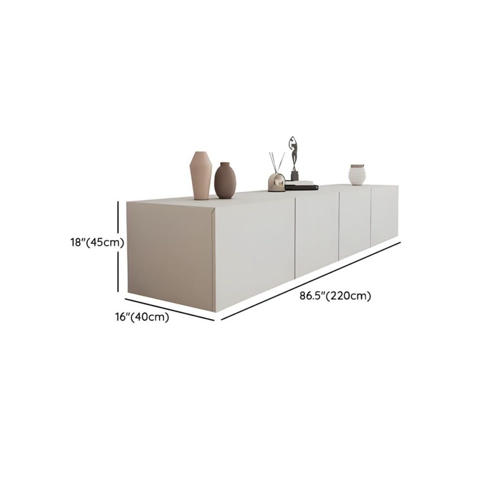 Sleek White Media Console Table shown in 180cm and 240cm options to highlight its versatility in different room sizes.