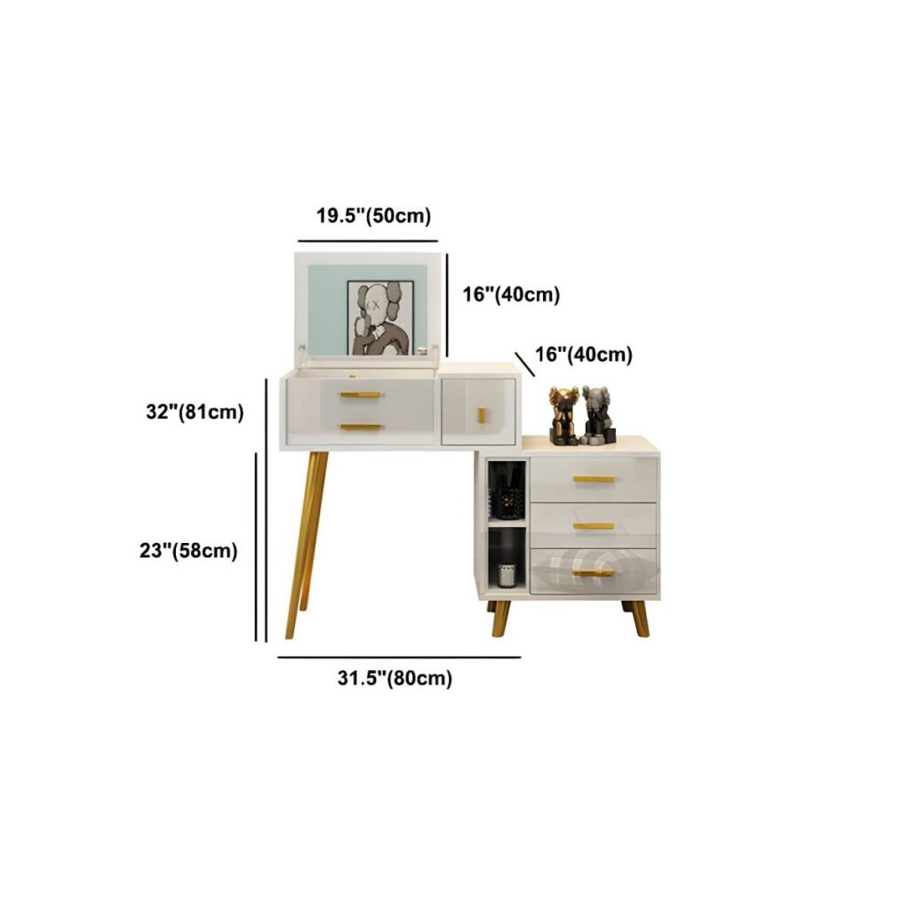Sizes for White Vanity with Accent Handles