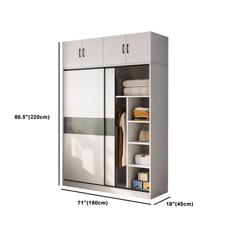 Detailed interior of a Versatile 26-Style Closet System by Apexerahomelife, showcasing adjustable shelving and a tall 86.5-inch Eco-Friendly E0 Bedroom Furniture build.