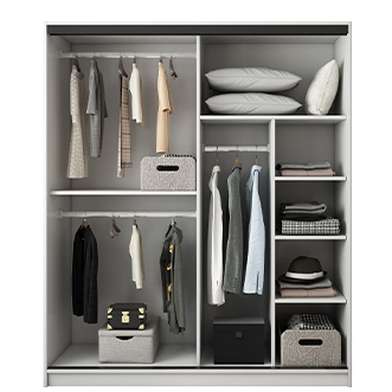 Interior view of the Sustainable E0 High-Capacity Closet by Apexerahomelife, showcasing movable shelves and the Integrated Side-Drawer Storage Station layout.