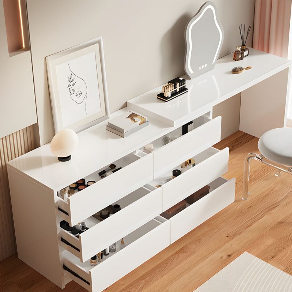 White Vanity with Drawers buffer guide