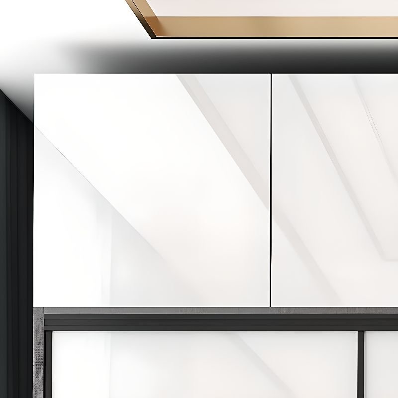 Close-up of the Handleless Push-to-Open Armoire mechanism on the top cupboards by Apexerahomelife, showcasing the premium Eco-Friendly E0 Grey Closet finish.