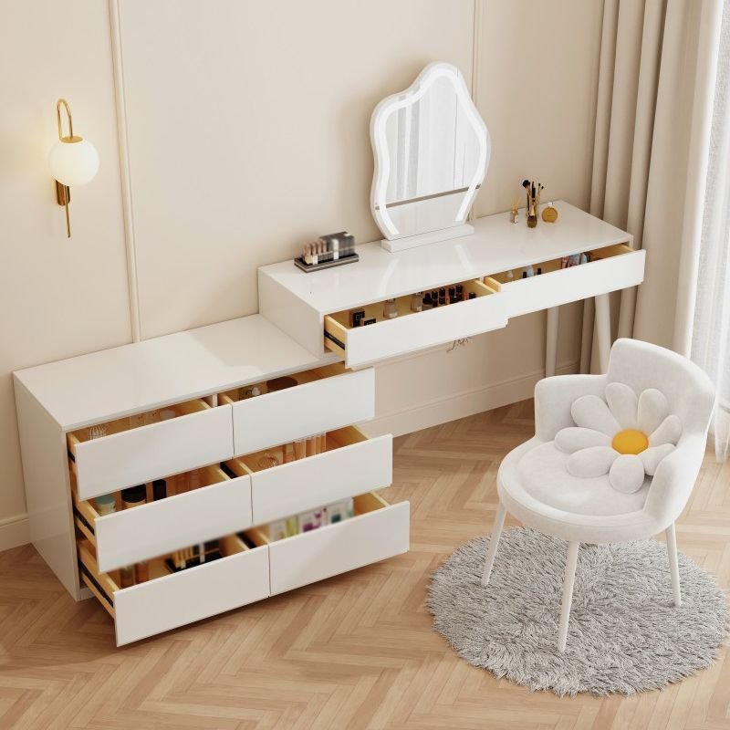 Minimalist White Vanity Table rails