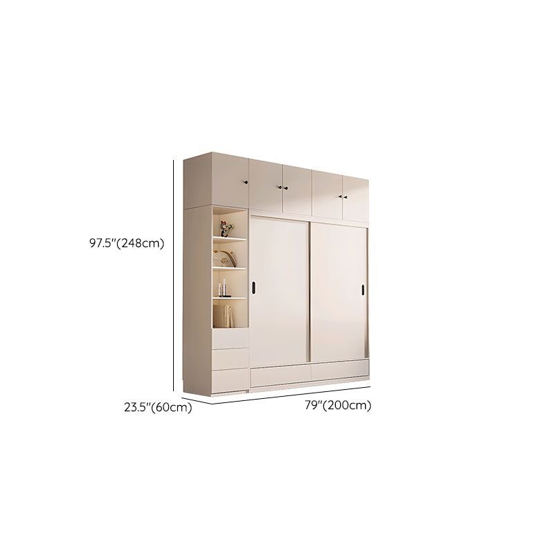 Dimensional view of a Multi-Tiered Professional Storage System highlighting the 79" and 97.5" height options for luxury modern bedrooms.