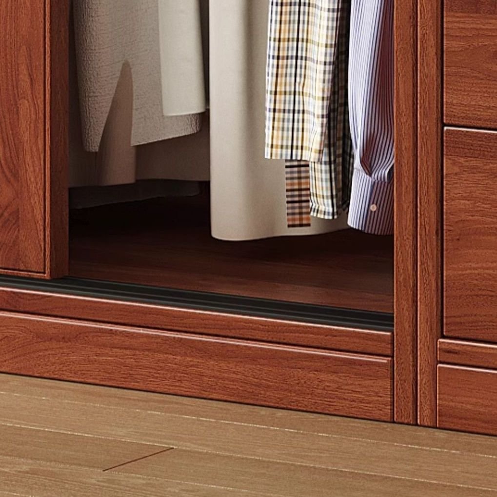 Interior layout of a Bespoke Modular Bedroom System showing movable shelves and a Modern Wooden Clothing Organizer with top hinged cabinets.