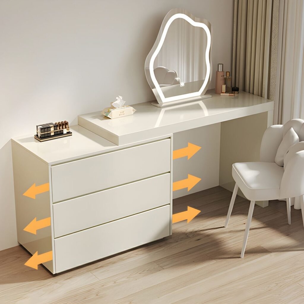 Sleek Extendable Vanity Desk white E0