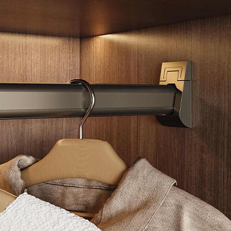 Interior view of the LED Illuminated Sliding Armoire by Apexerahomelife, featuring adjustable shelving and high-capacity Sustainable E0 High-End Closet boards.