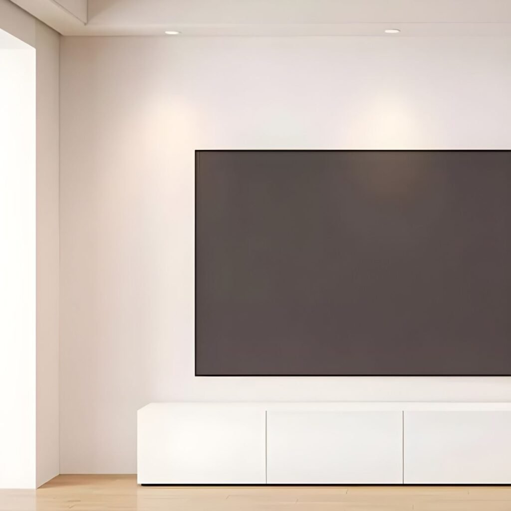 Front view of the Ultra Slim White TV Console 180cm, highlighting the seamless 4-drawer matte white facade.